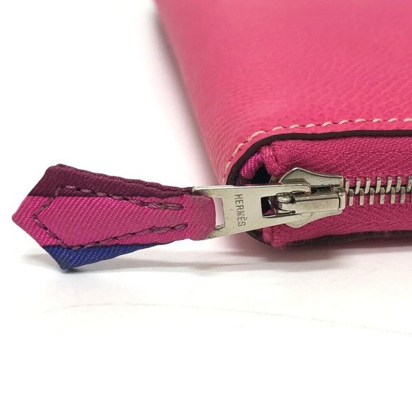 HERMES Azap Long Silk-In Zip Around Long Wallet Epsom pink/SilverHardware - Picture 5 of 14